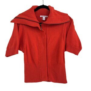 Kenneth Cole New York Womens Red Knitted High Neck Short Sleeve Sweater Size S